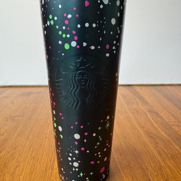 STARBUCKS 2020 Holiday Steel Tumbler 24 Oz Confetti Dots Green Limited Edition - Picture 3 of 6